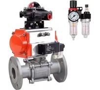 Шаровой кран DN.ru КШФПТ-ISO.316.180 Ду32 Ру40 с пневмоприводом, пневмораспределителем D160-21816