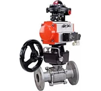 Шаровой кран DN.ru КШФПТ-ISO.316.180 Ду40 Ру40, с пневмоприводом, пневмораспределителем, БПВ, дублер D160-21954