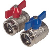 Кран шаровой HENCO с уплотнением, никелированный, 1" x 1", набор 2 штуки UFH-BM0606-VN