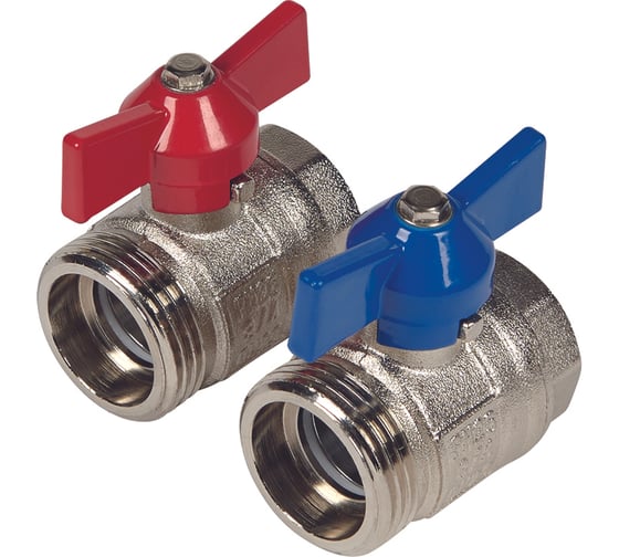 Кран шаровой HENCO с уплотнением, никелированный, 1" x 1", набор 2 штуки UFH-BM0606-VN