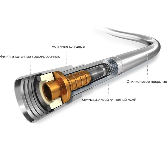 Шланг для душа армированный ESKO Line EL_A175 SILVER