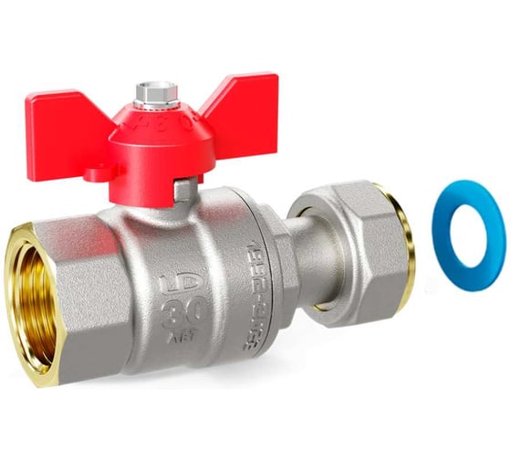 Шаровой кран LD Pride 47.20.В-НкГк.Б (red) с накидной гайкой LD 47.396.20 R