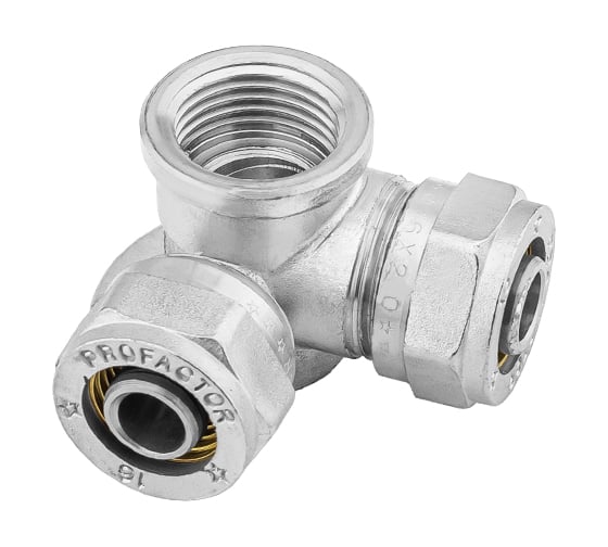 Тройник с креплением угловой обжимной PROFACTOR ц/в/ц 16х1/2"х16 PF PF 499