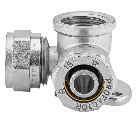 Тройник с креплением угловой обжимной PROFACTOR ц/в/ц 16х1/2"х16 PF PF 499