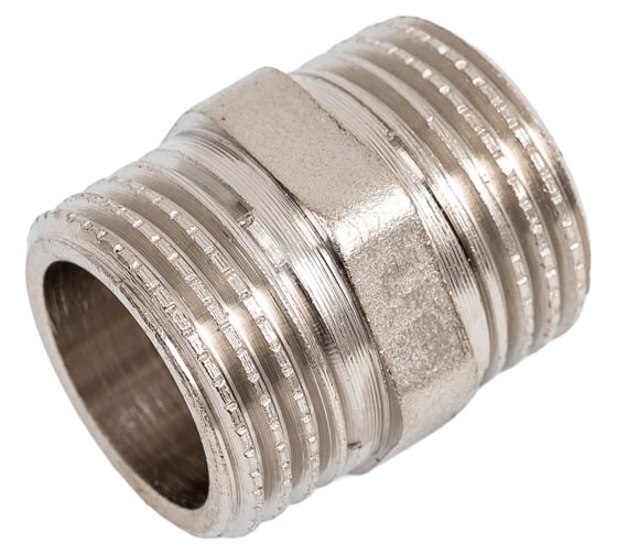 Ниппель LD Pride DN15, 1/2" НР/НР, латунь никель LD.67.511.15