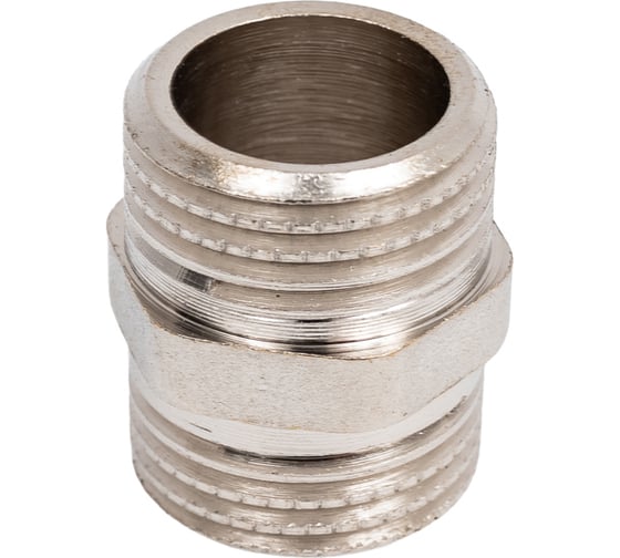 Ниппель LD Pride DN15, 1/2" НР/НР, латунь никель LD.67.511.15