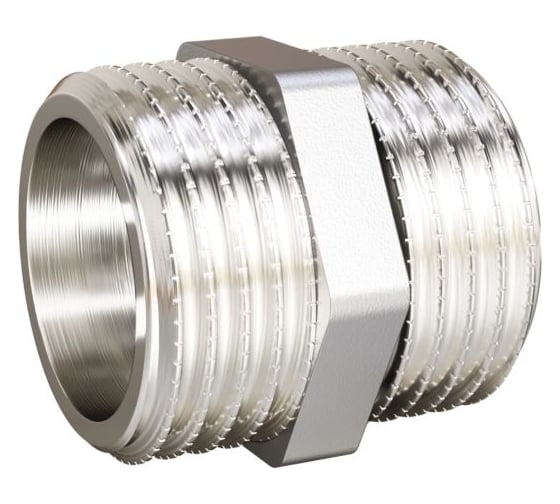 Ниппель LD Pride DN25, 1" НР/НР, латунь никель LD.67.511.25