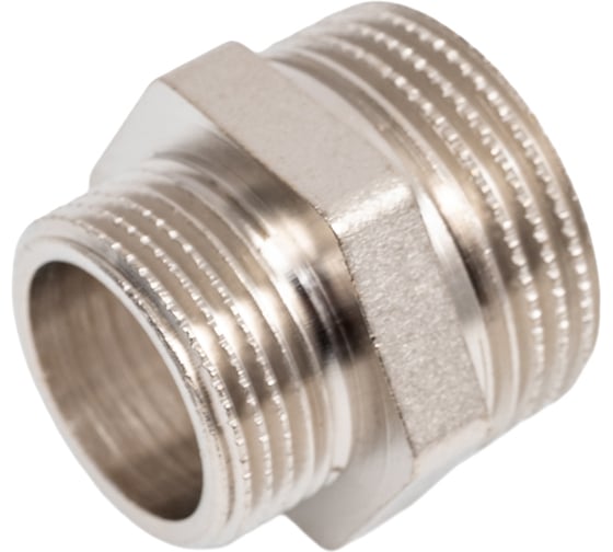 Ниппель переходной LD Pride DN25x20, 1"НР х 3/4"НР, латунь никель LD.67.513.25х20