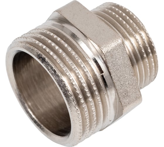 Ниппель переходной LD Pride DN25x20, 1"НР х 3/4"НР, латунь никель LD.67.513.25х20