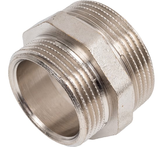 Ниппель переходной LD Pride DN40x32, 1 1/2"НР х 1 1/4"НР, латунь никель LD.67.513.40х32