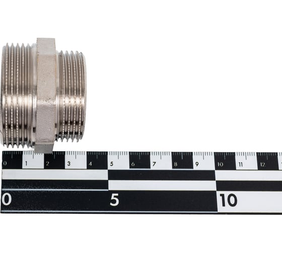 Ниппель переходной LD Pride DN40x32, 1 1/2"НР х 1 1/4"НР, латунь никель LD.67.513.40х32