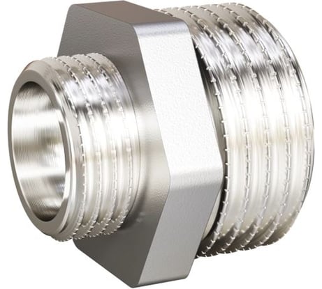 Ниппель переходной LD PRIDE DN25х15 (1"НР х 1/2"НР) латунь никель с биркой LD.67.513.25х15