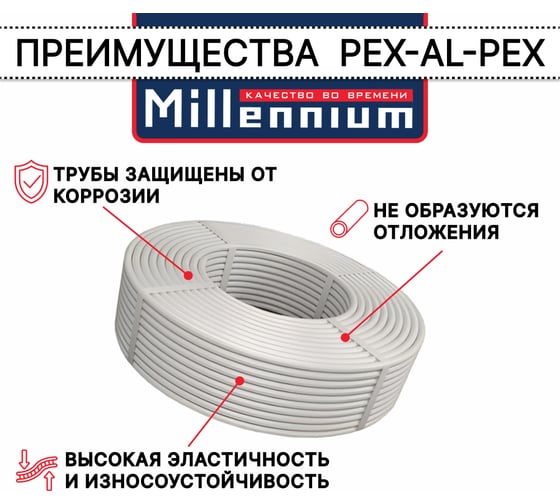 Труба металлопластиковая Millennium ф16, 50 м TMBM1605