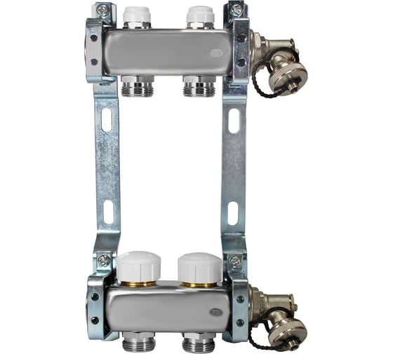 Коллекторная группа из нержавеющей стали COLSYS 805R 2 выхода, с отсечными, термостатическими и дренажными клапанами 1805R22502