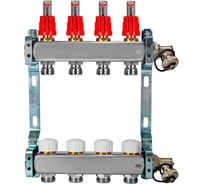 Коллекторная группа из нержавеющей стали COLSYS 804R 4 выхода, с расходомерами, термостатическими и дренажными клапанами 1804R22504
