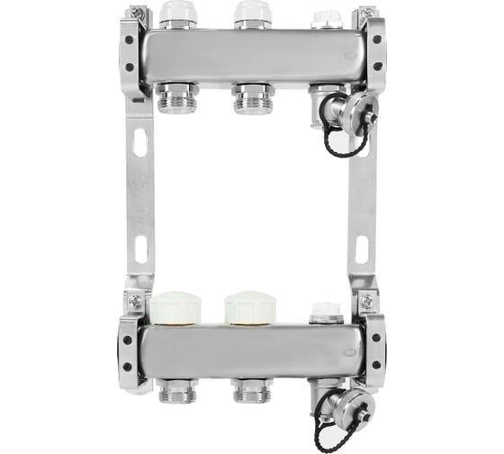 Коллекторная группа из нержавеющей стали COLSYS 803 2 выхода, с отсечными, термостатическими и дренажными клапанами и воздухоотводчиками 180322502