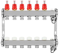 Коллекторная группа из нержавеющей стали COLSYS 802 6 выходов, с расходомерами, термостатическими и дренажными клапанами и воздухоотводчиками 180222506