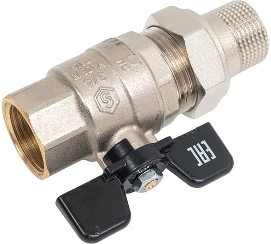Кран шаровой полнопроходной с американкой STOUT, ВР/НР, ручка бабочка 3/4" SVB-0007-200020 RG00938T5RK8PT
