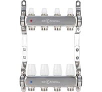 Коллекторный блок из нерж. cтали KROMWELL с термостат. вставками и запорными клапанами, 1x3/4x4 KW.SM6500645