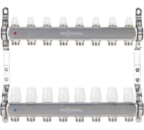 Коллекторный блок из нерж. cтали KROMWELL с термостат. вставками и запорными клапанами, 1x3/4x8 KW.SM6500685