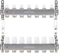 Коллекторный блок из нерж. cтали KROMWELL с термостат. вставками и запорными клапанами, 1x3/4x7 KW.SM6500675