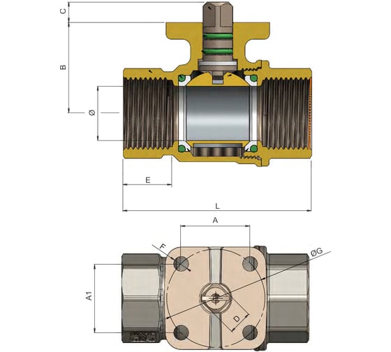 Шаровой кран Tiemme BB с фланцем под привод по ISO5211 арт.2139 Rp1" DN25 PN40 2130108