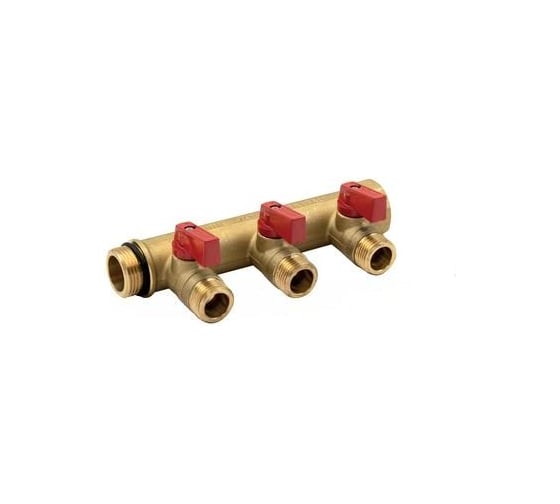 Коллектор с шаровыми кранами Tiemme арт.1822RCP50 3/4" T2-1/2" пл.прокладка 50 мм (кр.ручки) 1820107