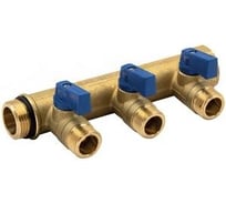Коллектор с шаровыми кранами Tiemme арт.1822RCP50 3/4" T2-1/2" пл.прокладка 50 мм (син.ручки) 1820104