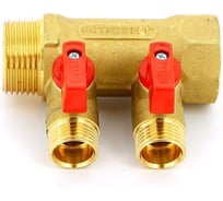 Коллектор с шаровыми кранами Tiemme арт.1822RED 3/4" T3-1/2"x16 (кр.ручки) 1820036