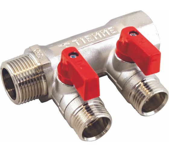 Коллектор с шаровыми кранами Tiemme арт.1822REDN 3/4" T4-1/2"x16 (кр.ручки) никел 1820044