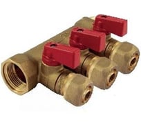 Коллектор с шаровыми кранами и соединителями Tiemme арт.1842 1" T3-PE-X 16x2,2 (кр.ручки) 1820063