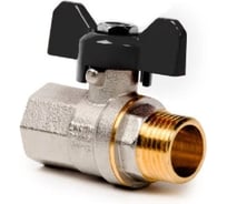 Кран шаровой RTP ручка бабочка, латунь, никель, внутренняя/наружная резьба 1 1/4", PN25, еврослот, 41138