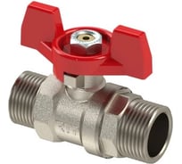 Кран шаровой RTP ручка бабочка, латунь, никель, наружная/наружная резьба 3/4", PN25, еврослот, 37847