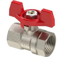 Кран шаровой RTP ручка бабочка, латунь, никель, внутренняя/внутренняя резьба 1 1/4, PN40, еврослот 40975