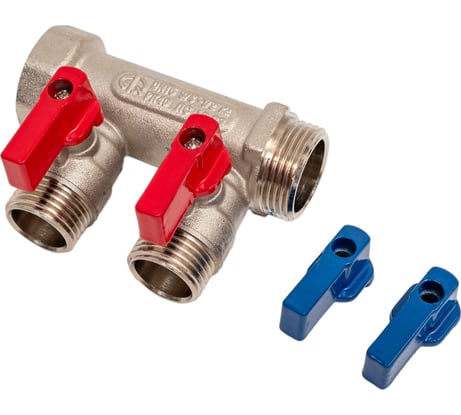 Резьбовой коллектор с кранами AQUALINK вн-нар 3/4, 1/2х2 (Цена за упаковку 2 шт.)  арт. 2424