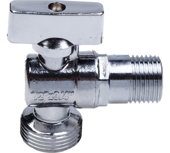 Шаровой кран AQUALINK угловой, с удлиненной резьбой 1/2 нар-3/4 нар Cr B 3970