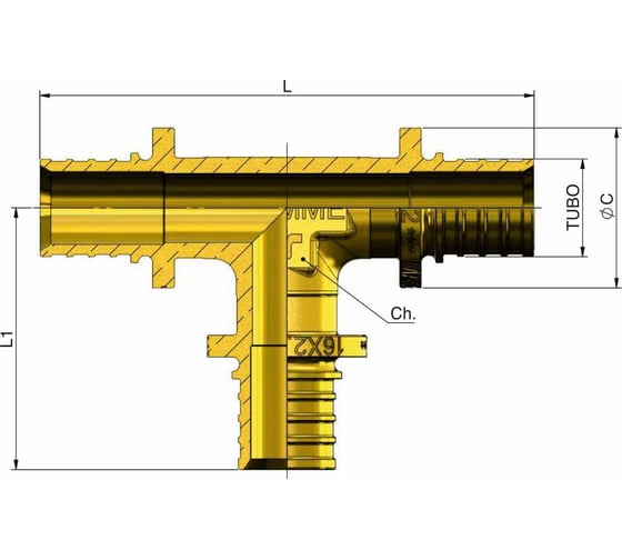 Тройник соединительный Tiemme 3437 ASSIALPEX 32-4,4x25-3,5x25-3,5 1710236