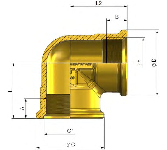 Угольник Tiemme ВВ 1560N 1 1/2", никелированная латунь 1500412