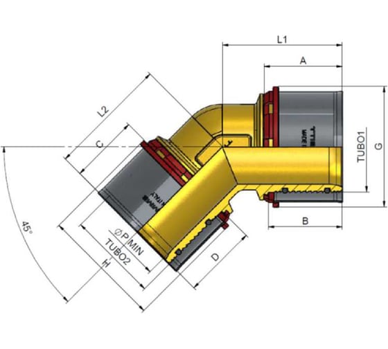 Угольник соединительный Tiemme 45 1661 пресс 26x26-3,0 1650197
