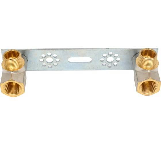 Установочная пластина с парой коннекторов Tiemme 1638GN 16x1/2" - G1/2, никелированная латунь 1630047