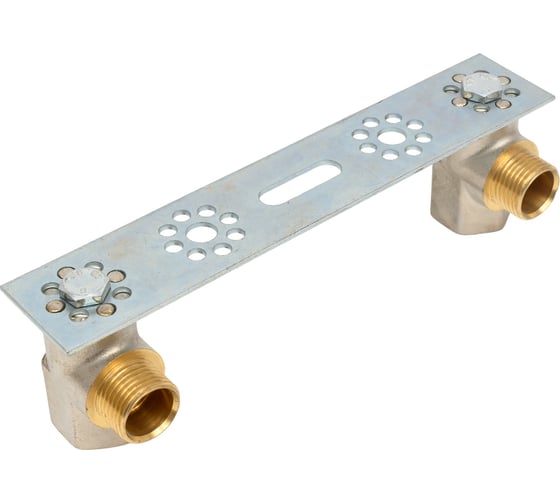 Установочная пластина с парой коннекторов Tiemme 1638GN 16x1/2" - G1/2, никелированная латунь 1630047