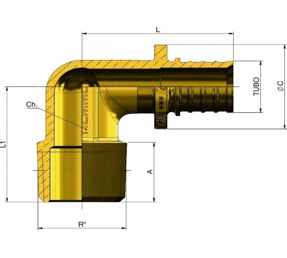 Угольник с наружной резьбой Tiemme 3434 ASSIALPEX 1/2" x 20-2,8 1710197