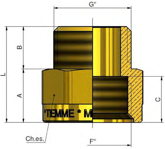 Переходник ВН шестигранный арт.1551N 1/2Мх3/8F никел Tiemme 1500415