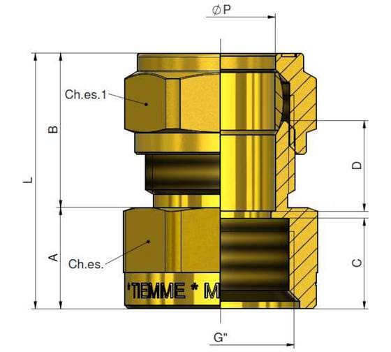 Соединитель для медных труб Tiemme обжим, 3/8"-8 1100141