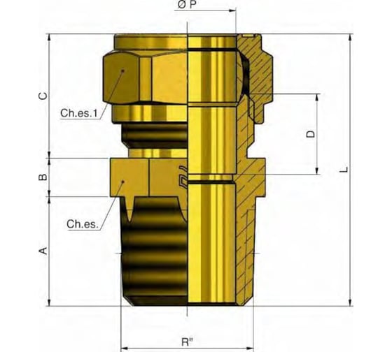 Соединитель для медных труб Tiemme обжим, 3/4"-22 1000009