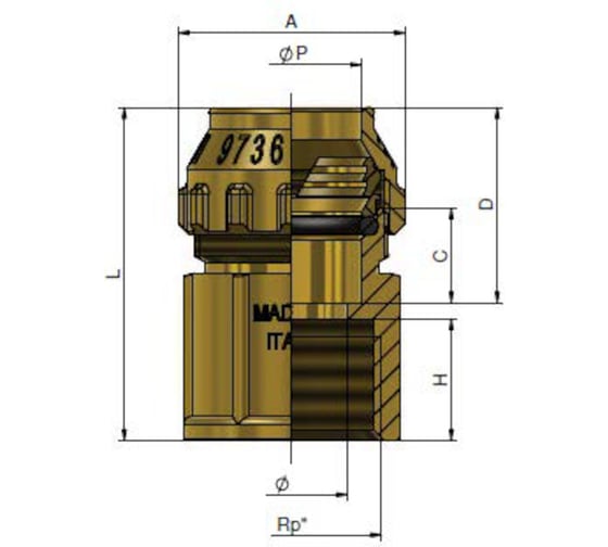 Соединитель с внутренней резьбой Tiemme для труб ПНД, 1/2"-25 3400094