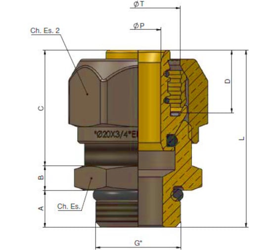 Соединитель с наружной резьбой Tiemme O-Ring обжим, 1/2" x 16-2.0 1600022