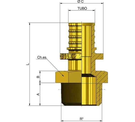 Соединитель с наружной резьбой Tiemme ASSIALPEX 1" x 25-2,3 1710174