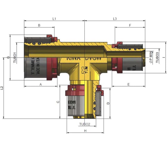 Тройник редукционный Tiemme пресс 26-3,0x26-3,0x20-2,0 1650063