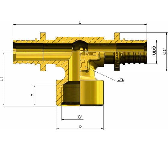 Тройник с внутренней резьбой Tiemme ASSIALPEX 32-4,4x1" x 32-4,4 1710250
